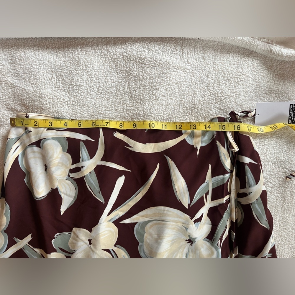 Nordstrom Rack Floral Midi Wrap Skirt in Burgundy & Cream Women’s Size XL - Picture 15 of 16